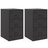Stella Homewares Bedside Cabinets 2pcs Black 34.5x39x62 cm Steel