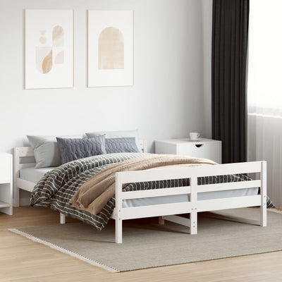 Stella Homewares Bed Frame without Mattress White 137x187 cm Double Solid Wood Pine