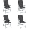 Stella Homewares Highback Chair Cushions 4 pcs Melange Anthracite 120x50x4 cm Fabric