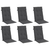Stella Homewares Highback Chair Cushions 6 pcs Melange Anthracite 120x50x4 cm Fabric
