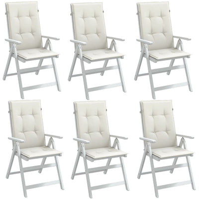 Stella Homewares Highback Chair Cushions 6 pcs Melange Cream 120x50x4 cm Fabric
