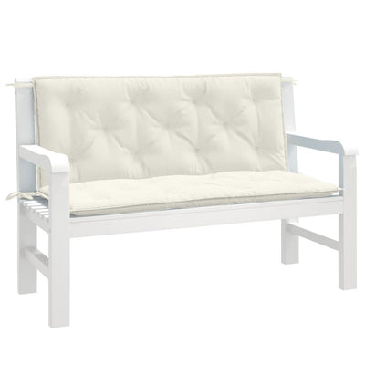 Stella Homewares Garden Bench Cushions 2 pcs Melange Cream 120x50x7 cm Fabric