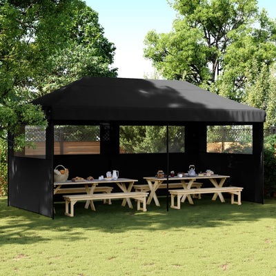 Stella Homewares Foldable Party Tent Pop-Up with 3 Sidewalls Black