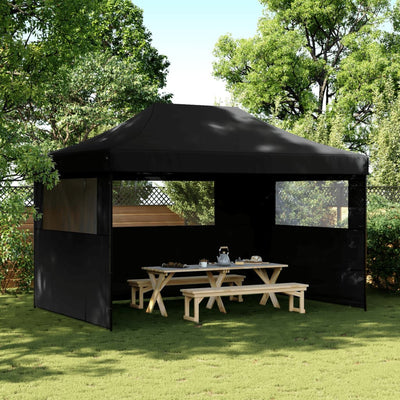 Stella Homewares Foldable Party Tent Pop-Up with 3 Sidewalls Black