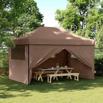 Stella Homewares Foldable Party Tent Pop-Up with 4 Sidewalls Brown