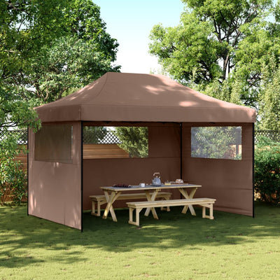 Stella Homewares Foldable Party Tent Pop-Up with 3 Sidewalls Brown