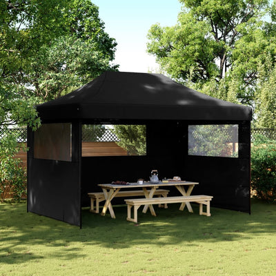 Stella Homewares Foldable Party Tent Pop-Up with 3 Sidewalls Black
