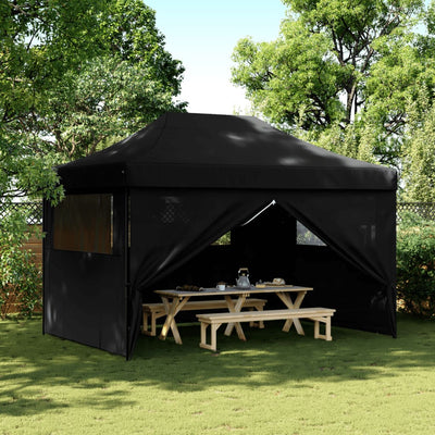 Stella Homewares Foldable Party Tent Pop-Up with 4 Sidewalls Black