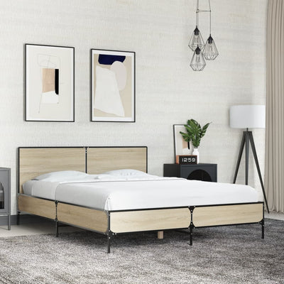 Stella Homewares Bed Frame without Mattress Sonoma Oak 135x190 cm