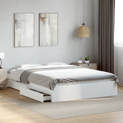Stella Homewares Bed Frame with Drawers without Mattress White 150x200 cm