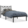 Stella Homewares Metal Bed Frame without Mattress with Headboard Black 90x190 cm
