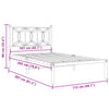 Stella Homewares Metal Bed Frame without Mattress with Headboard Black 107x203 cm King Single