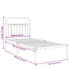 Stella Homewares Metal Bed Frame without Mattress with Headboard Black 90x190 cm