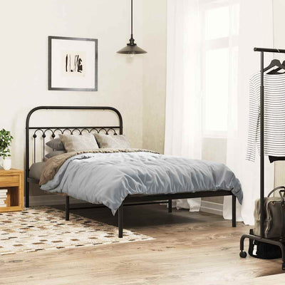 Stella Homewares Metal Bed Frame without Mattress with Headboard Black 107x203 cm King Single
