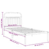 Stella Homewares Metal Bed Frame without Mattress with Headboard White 90x190 cm
