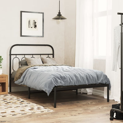 Stella Homewares Metal Bed Frame without Mattress with Headboard Black 107x203 cm King Single