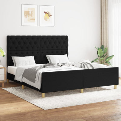 Stella Homewares Bed Frame without Mattress Black 152x203 cm Queen Fabric
