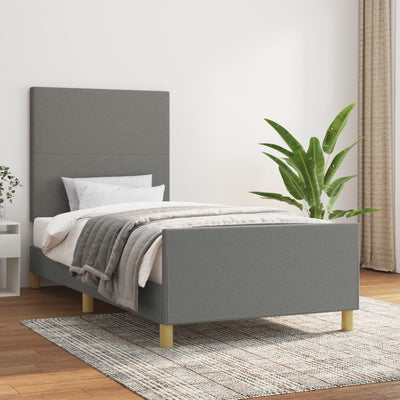 Stella Homewares Bed Frame without Mattress Dark Grey 107x203 cm King Single Size Fabric
