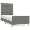 Stella Homewares Bed Frame without Mattress Dark Grey 107x203 cm King Single Size Fabric