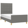 Stella Homewares Bed Frame without Mattress Dark Grey 107x203 cm King Single Size Fabric