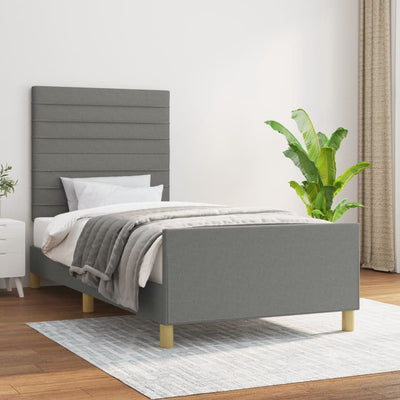 Stella Homewares Bed Frame without Mattress Dark Grey 107x203 cm King Single Size Fabric