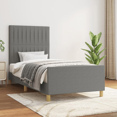 Stella Homewares Bed Frame without Mattress Dark Grey 107x203 cm King Single Size Fabric