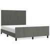 Stella Homewares Bed Frame without Mattress Dark Grey 137x187 cm Double Velvet