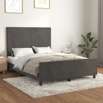 Stella Homewares Bed Frame without Mattress Dark Grey 137x187 cm Double Velvet
