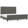 Stella Homewares Bed Frame without Mattress Dark Grey 152x203 cm Queen Velvet