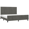 Stella Homewares Bed Frame without Mattress Dark Grey 152x203 cm Queen Velvet