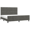 Stella Homewares Bed Frame without Mattress Dark Grey 152x203 cm Queen Velvet