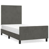 Stella Homewares Bed Frame without Mattress Dark Grey 107x203 cm King Single Size Velvet