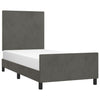 Stella Homewares Bed Frame without Mattress Dark Grey 107x203 cm King Single Size Velvet