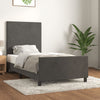Stella Homewares Bed Frame without Mattress Dark Grey 107x203 cm King Single Size Velvet