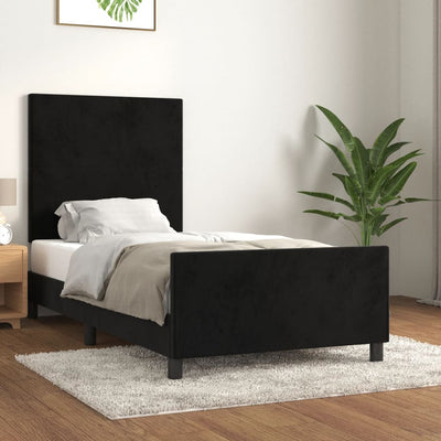 Stella Homewares Bed Frame without Mattress Black 107x203 cm King Single Size Velvet