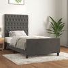 Stella Homewares Bed Frame without Mattress Dark Grey 107x203 cm King Single Size Velvet