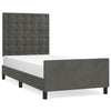 Stella Homewares Bed Frame without Mattress Dark Grey 107x203 cm King Single Size Velvet