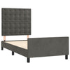 Stella Homewares Bed Frame without Mattress Dark Grey 107x203 cm King Single Size Velvet
