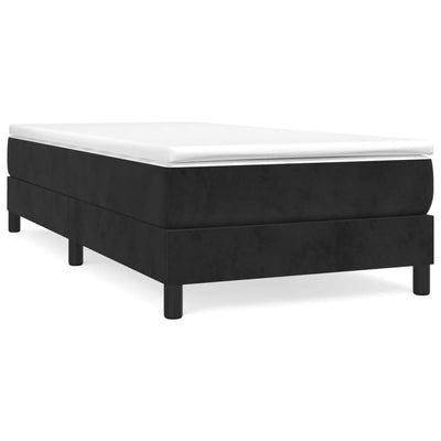 Stella Homewares Box Spring Bed with Mattress Black 106x203 cm King Single Size Velvet