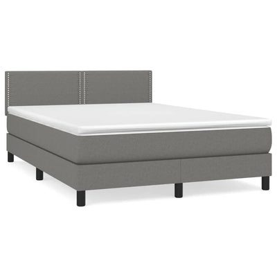 Stella Homewares Box Spring Bed with Mattress Dark Grey 137x187 cm Double Size Fabric