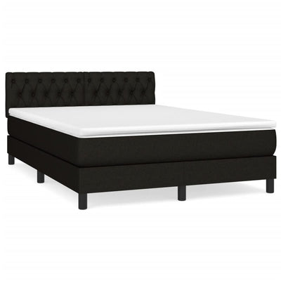Stella Homewares Box Spring Bed with Mattress Black 137x187 cm Double Size Fabric