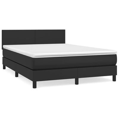 Stella Homewares Box Spring Bed with Mattress Black 153x203 cm Queen Size Faux Leather