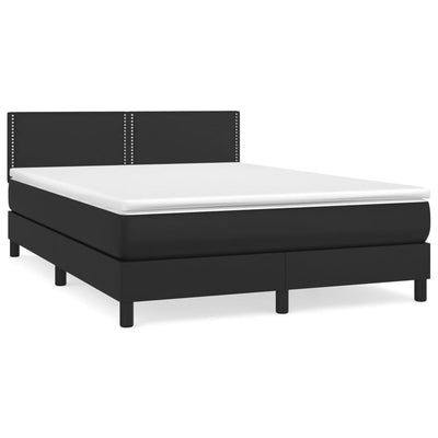 Stella Homewares Box Spring Bed with Mattress Black 153x203 cm Queen Size Faux Leather