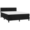 Stella Homewares Box Spring Bed with Mattress Black 153x203 cm Queen Size Velvet