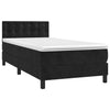 Stella Homewares Box Spring Bed with Mattress Black 106x203 cm King Single Size Velvet