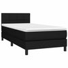 Stella Homewares Box Spring Bed with Mattress&LED Black 106x203 cm King Single Size Fabric