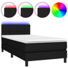Stella Homewares Box Spring Bed with Mattress&LED Black 106x203 cm King Single Size Fabric