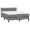 Stella Homewares Box Spring Bed with Mattress&LED Dark Grey 137x187 cm Double Size Fabric