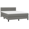 Stella Homewares Box Spring Bed with Mattress&LED Dark Grey 137x187 cm Double Size Fabric