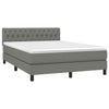 Stella Homewares Box Spring Bed with Mattress&LED Dark Grey 137x187 cm Double Size Fabric